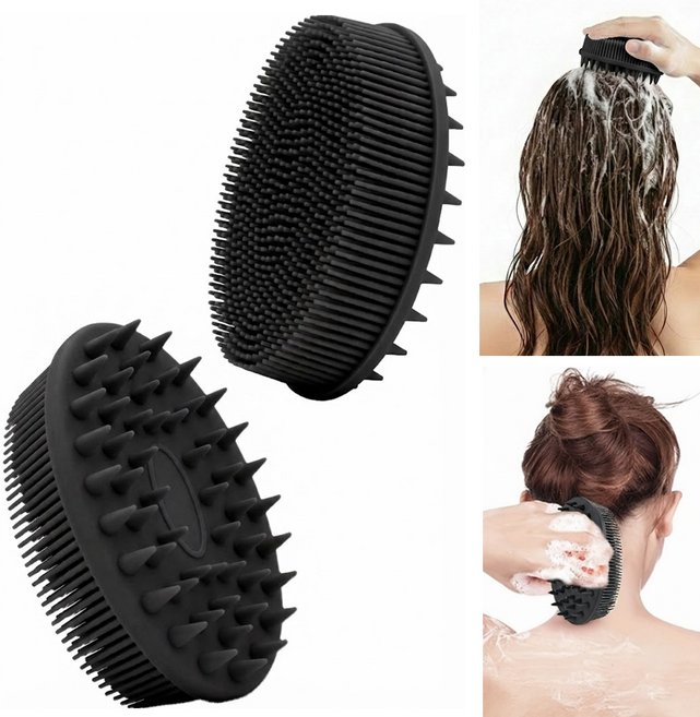 플로우샵 샴푸&샤워 올인원 실리콘 브러쉬, 1개, 1개입, 블랙