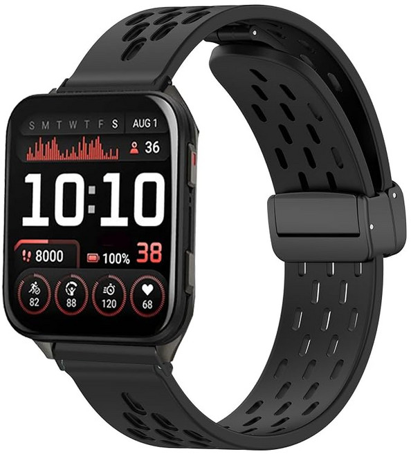 Garmin Venu X1 밴드와 호환되며 빠른 출시 통기성 실리콘 교체용 밴드 스트랩 스마트워치와 호환됩니다, Black