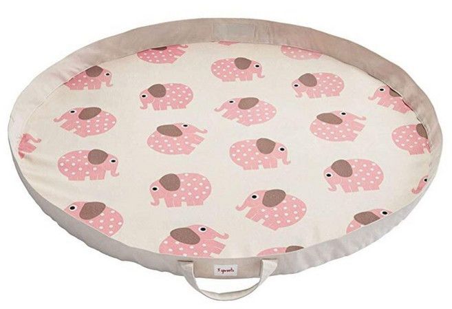 3 Sprouts 놀이 매트 및 장난감 보관 가방 - 대형 휴대용 오거나이저 남아 여아용 어린이 놀이방 활동 매트 코끼리118929, 코끼리, 1