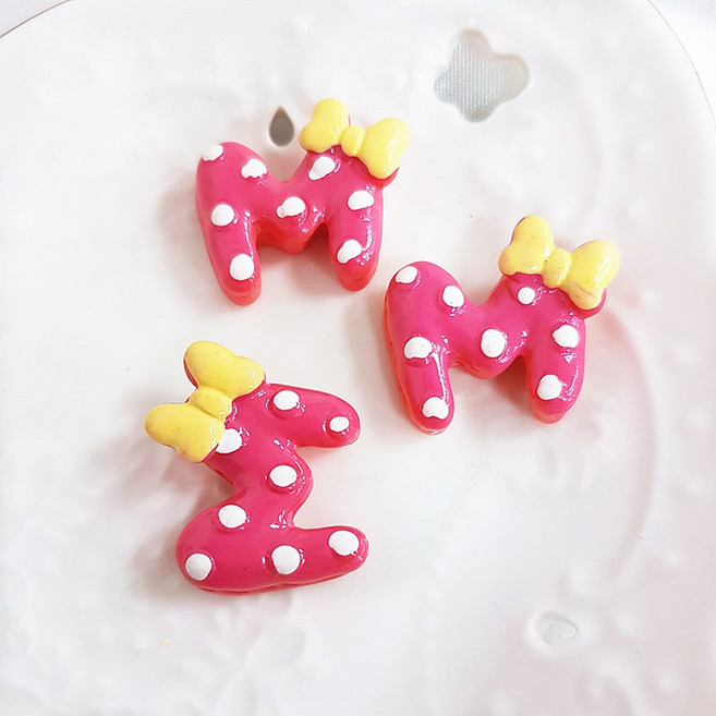 (5개입) M모양 리본딸기쿠키 플라스틱 데코덴 파츠, 5개입