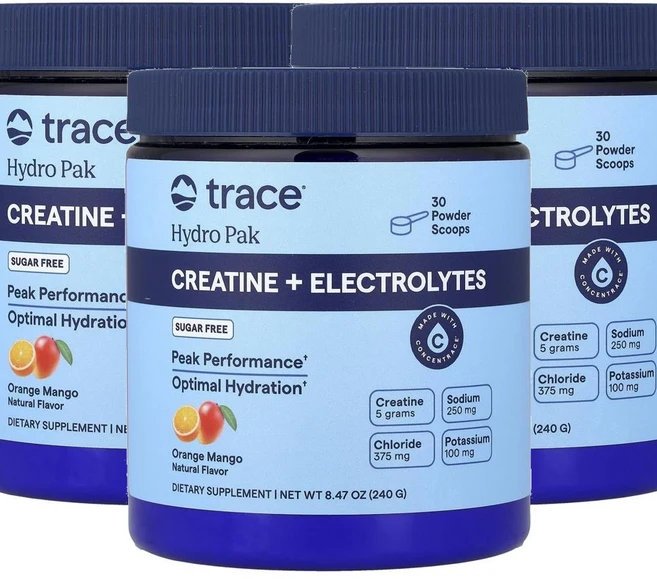 트레이스 하이드로 팩 크레아틴 플러스 일렉트로라이트 오렌지 망고 Trace Hydro Pak Creatine + Electrolytes Orange Mango 240g - 쿠팡