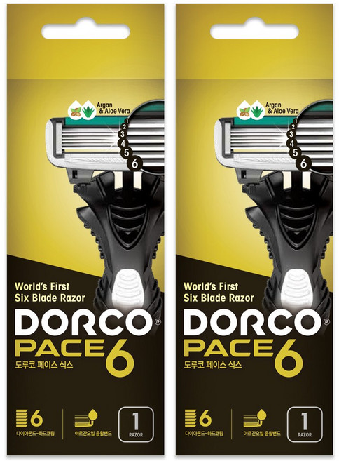 도루코 면도기 페이스6 일회용 6중날 휴대용 면도기, 2세트, 1개입