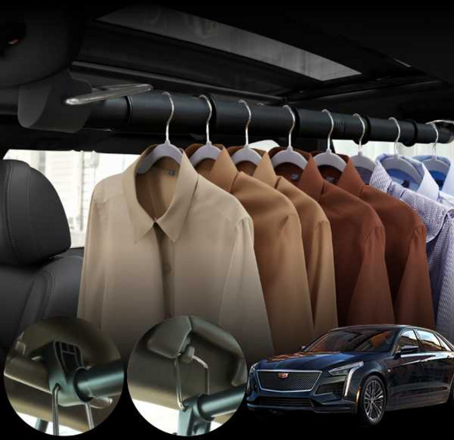 캐딜락 CT6 3.0 (16~21) 유카 차량용 멀티 행거 확장형 옷걸이바 76~159cm 올블랙 1개