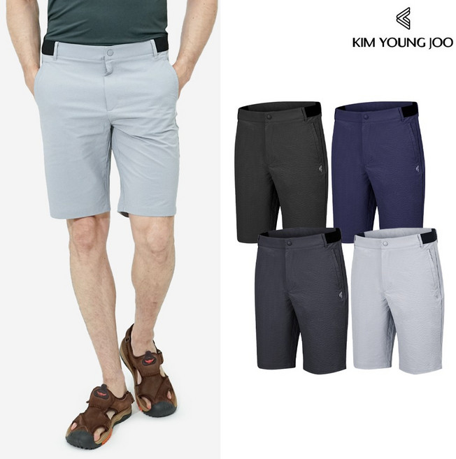 김영주 남성 골프웨어 아웃도어 등산 기능성 서커 밴딩 반바지 팬츠