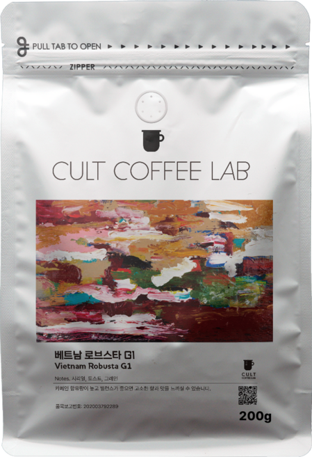 컬트커피랩 고소하고 진한 바디 다크 로부스타 G1 싱글오리진 커피원두 당일로스팅, 200g, 1개, 홀빈(분쇄안함)
