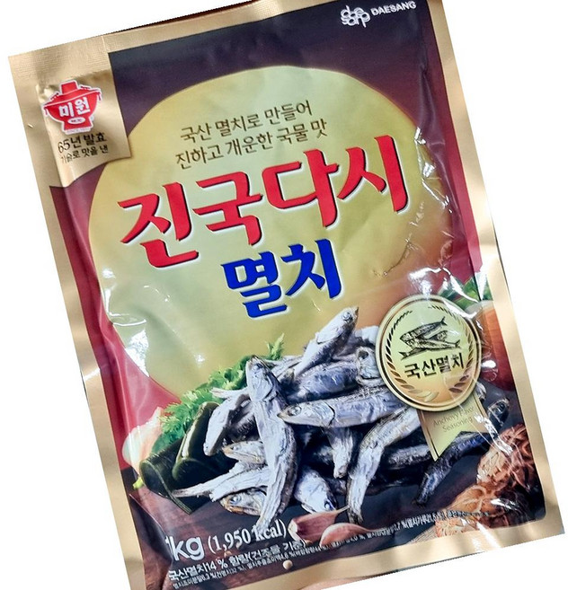 청정원 진국 다시 멸치 1kg 10개 멸치육수 천연다시 국물팩