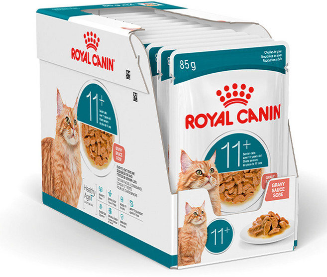 로얄캐닌 고양이 사료 에이징11+ 그레이비 85G 습식 소화기건강에 도움, 24개, 닭