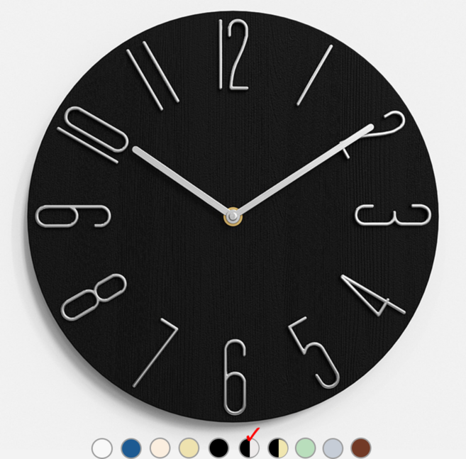 무타공 고정핀 증정 북유럽 예쁜 인테리어 무소음 벽시계, 5.블랙실버