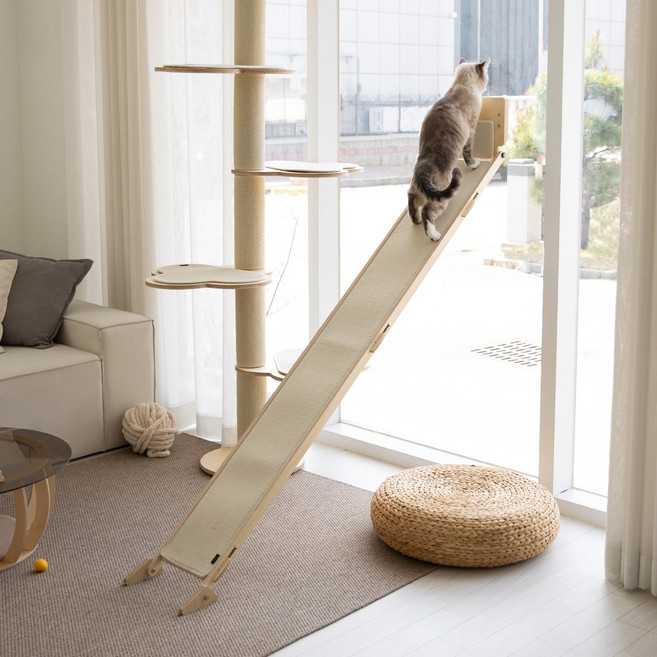 고양이 스크래쳐 대형 원목 수직 벽 부치냥 캣타워 대형 1800, 크림_23061, 1개