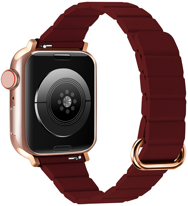 適用 APPLE WATCH 穿扣錶帶 S11 SE3 S10 46mm 45mm 女士錶帶, 酒紅色【玫金扣】,38/40/41/42mm, 1個