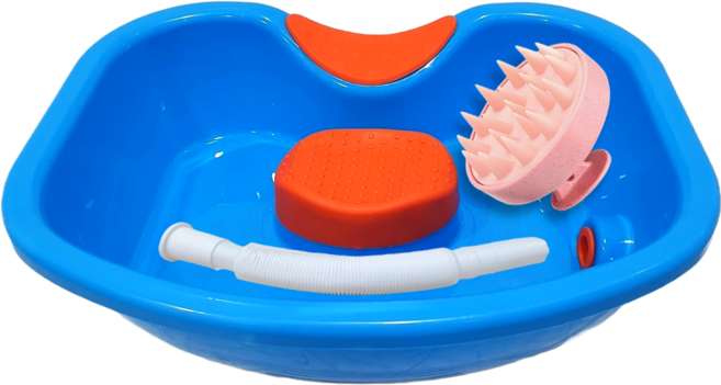 누어서 머리감는 샴푸빗대야 세발기, 블루+핑크, 1세트