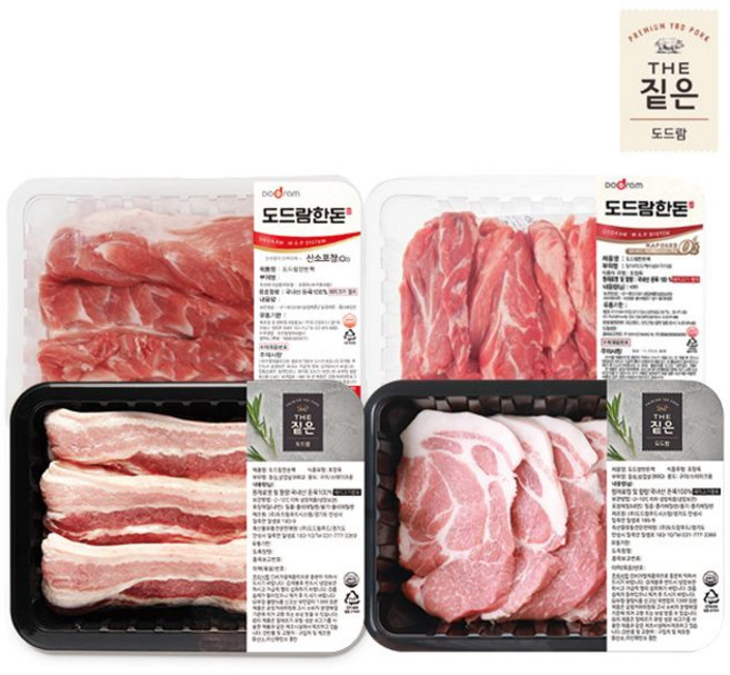 도드람한돈 더짙은 삼겹/목심+도깨비살/항정살, 1세트, 1.5kg