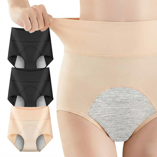 제이에스 앞뒤 샘방지 하이웨스트 순면 생리팬티 3종 세트