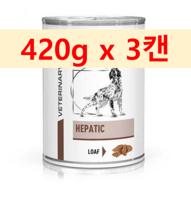 로얄캔닌 헤파틱 독 로프 인 캔 420g x 3개 습식사료 / 간질환 관리, 1세트, 닭
