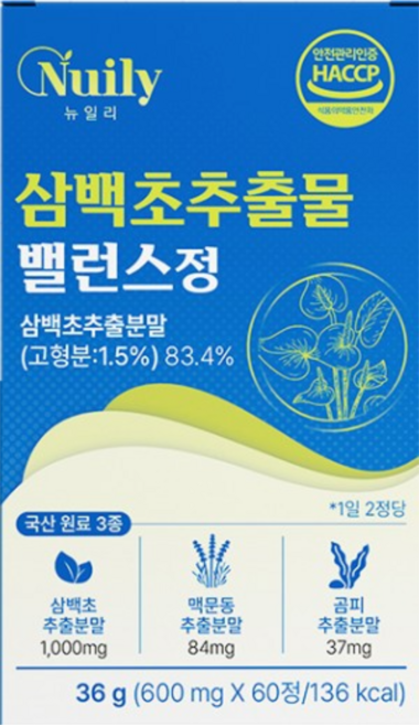삼백초 추출물 식약청인증 HACCP 맥문동 곰피 추출 분말 정타입, 1개, 60정