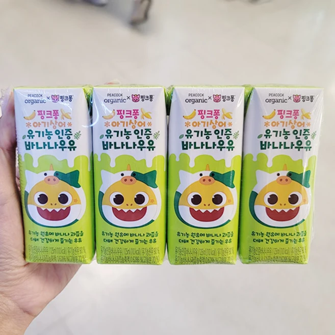 피코크 핑크퐁 유기농 바나나우유, 8개, 125ml - 쿠팡