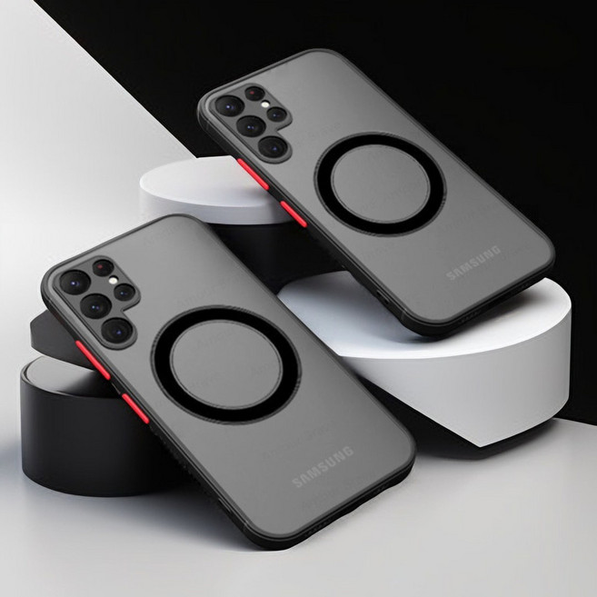 시선레드 변색없는 블랙 반투명 맥세이프 매트 케이스 54기종