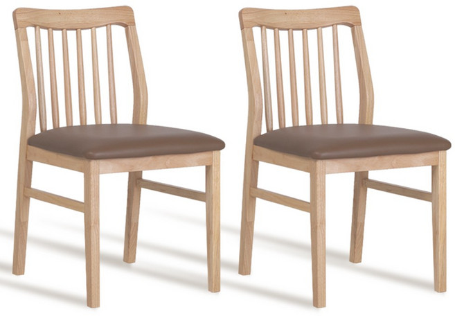 첼로 원목의자 고무나무 식탁 카페 인테리어 체어, 내추럴 브라운, 2개