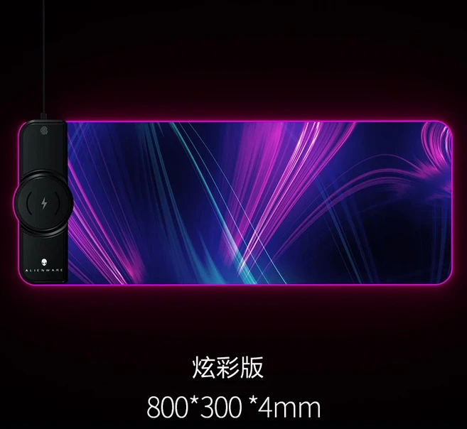 에일리언웨어 마우스 패드 무선 충전 RGB 조명 LED 스크린 테이블 매트 45W 고속 대형 게이밍, 01 800x300x4mm