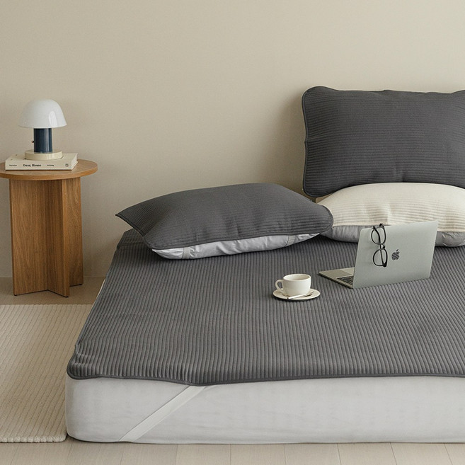 드리울 심리스 무봉제 침대패드 고정밴드형, 다크그레이