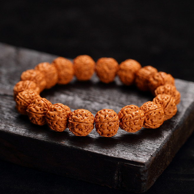 수왕 쌍룡 문양 폭육 소금장경 팔찌 남성용 팔찌 불교 염주 호두나무 보리수 염주