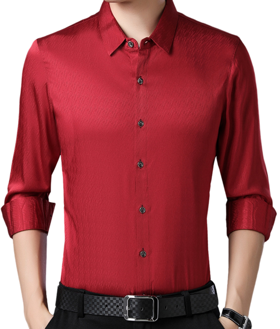 남자 댄스복 긴팔 실크 매끄러운 고급스러운 새틴 셔츠 A26662