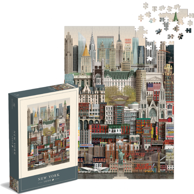 1000피스 뉴욕 일러스트 직소퍼즐 - 마틴 슈와츠, 혼합색상, 1개