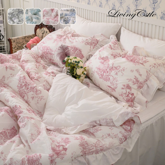 국산 리빙캐슬 우아한 순면 겹프릴 차렵이불