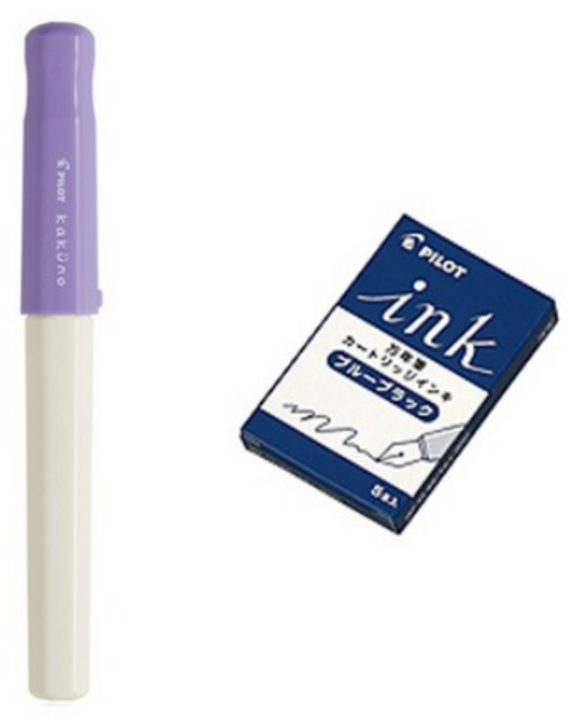 파이롯트 카쿠노 만년필 + 카트리지 5p 세트, EF, SV(만년필)+블루+블랙(카트리지)