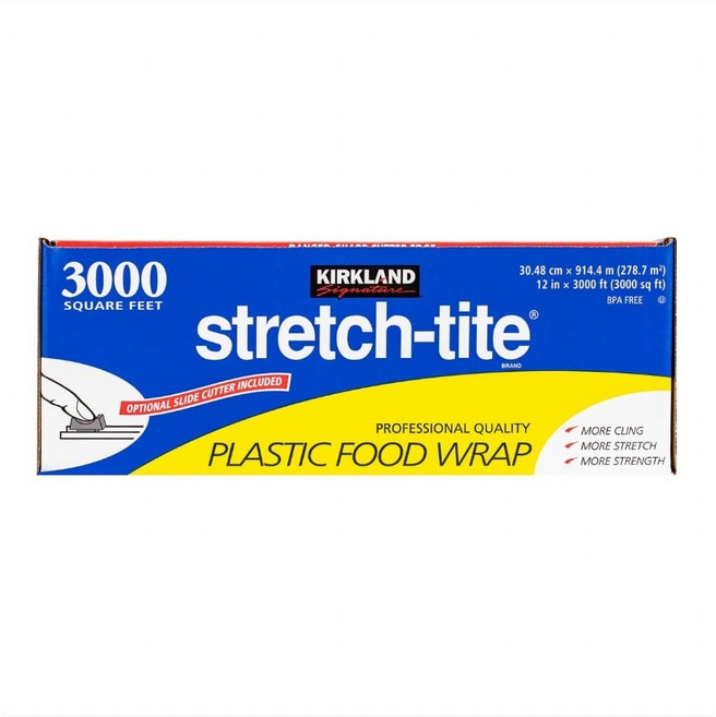 Kirkland Signature Stretch-Tite 30.48公分 x 914.4公尺 專業級塑膠食物保鮮膜 選擇性滑刀切片器, 1個
