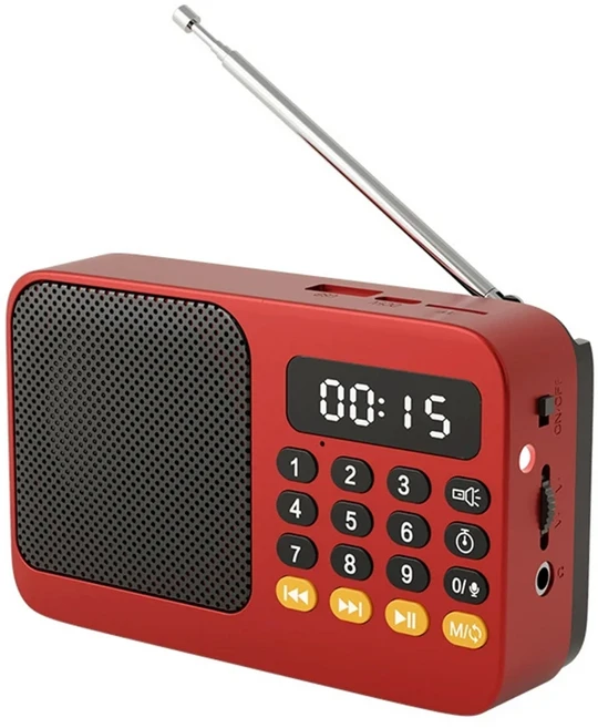 진공관스피커 포칼스피커 컴퓨터스피커 원격스피커WS-G63 차량용 디자인 휴대용 가정용 FM 라디오 블루투스, 04 Red