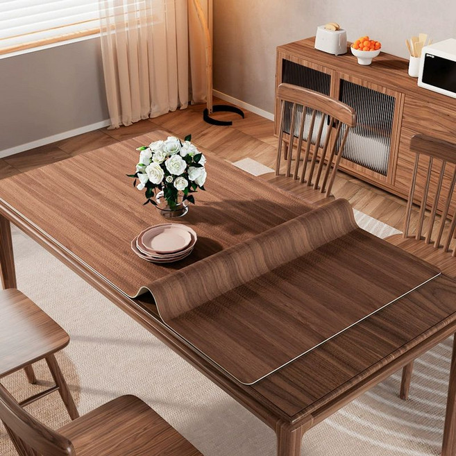 나뭇결 직사각형 식탁매트 일회용 호두 린넨 모조 테이블, A4075 월넛 나무무늬