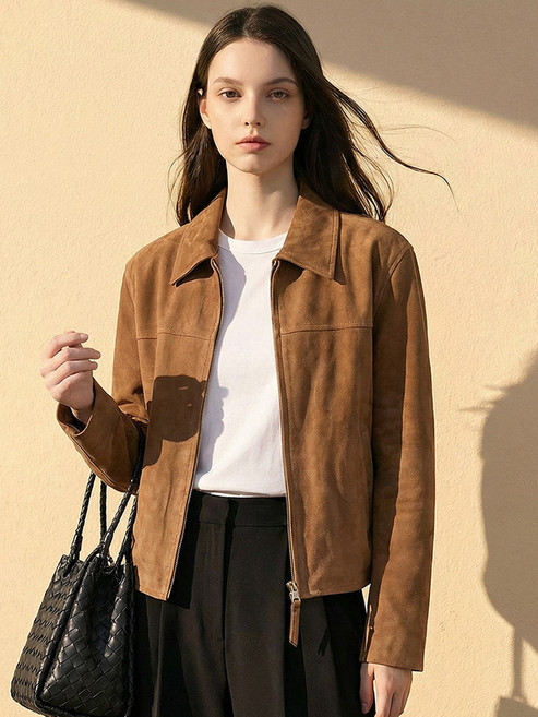 휴드 펠티스 모조 가죽 스웨이드 자켓