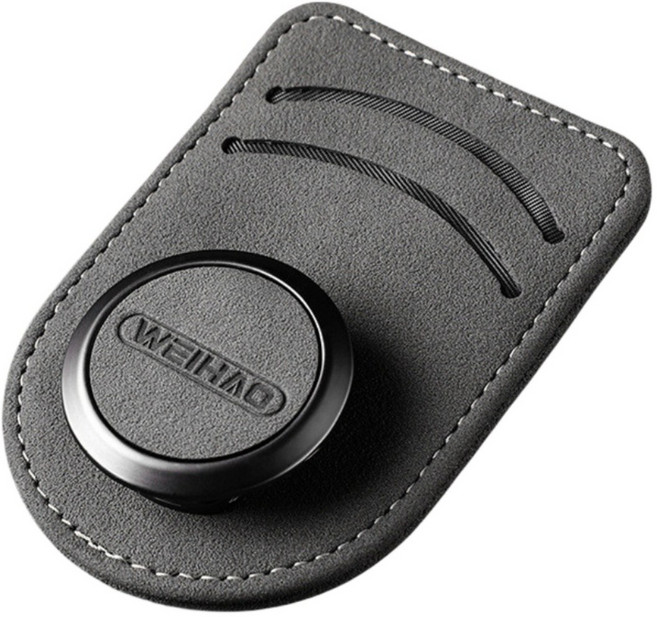 차량용 선글라스 가죽 클립 카드수납 2in1 안경걸이, 그레이, 1개