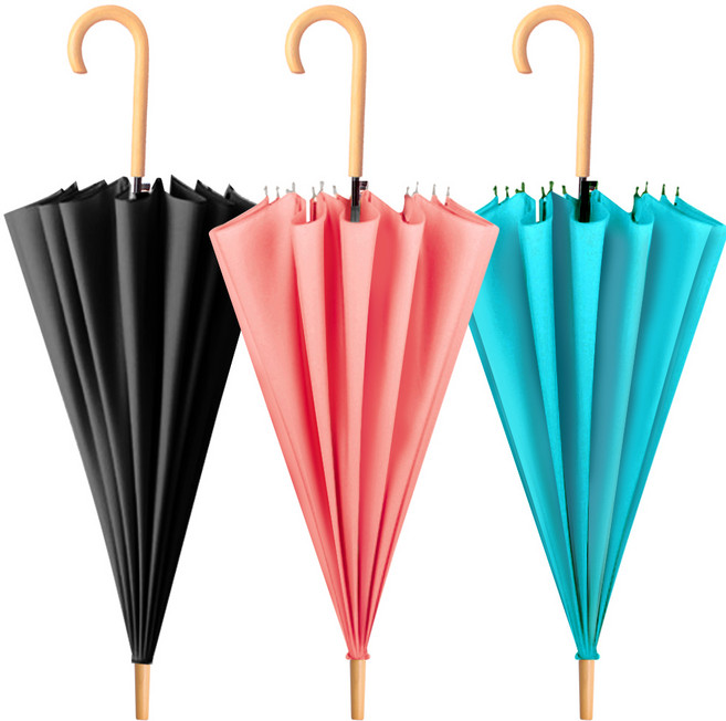 우드 곡자 핸들 클래식 자동 장우산 3개