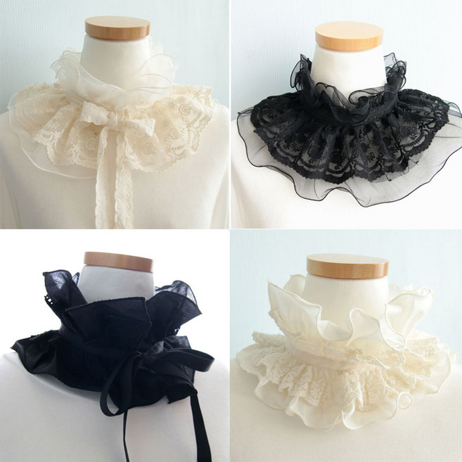 듀벨로 한국산 여성용 넥케이프 레이스카라 레이스케이프 레이스스카프 목에 묶는스타일 (17~18)