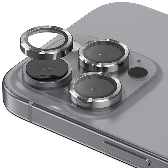 신지모루 AR 빛번짐방지 메탈 프레임 링 휴대폰 카메라 렌즈 강화유리 액정보호필름 실버, 1개