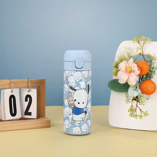 산리오 캐릭터즈 원터치 이중장금 텀블러 보온보냉 420ml 물병, 1개, 포차코