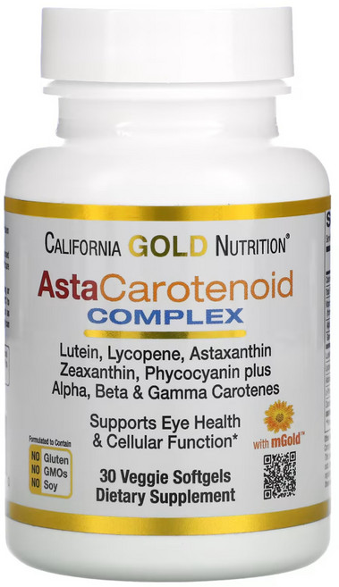 캘리포니아골드 뉴트리션 아스타카로티노이드 루테인 리코펜 아스타산틴 복합체 30정 비건캡슐, 1개