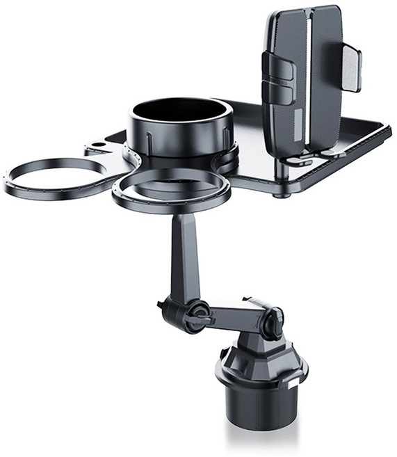 SEAMETAL 차량용 컵홀더 휴대폰 거치대 5 in1 확장 수납 테이블 360도 회전각도, 블랙, 1개
