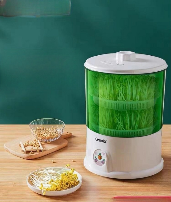 지능형 콩나물 씨앗 새싹 조절기 기르기 가정용, 녹색 3층압반 1개, 기본 색상