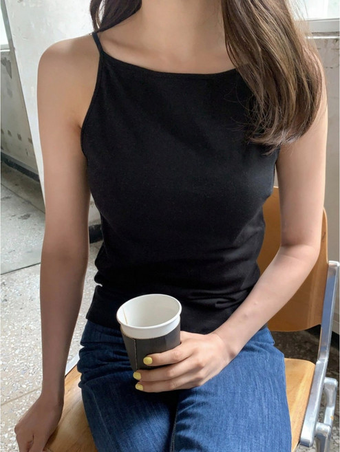 [나마리][국내산] 보트넥 입술넥 민소매 나시 이너 티셔츠