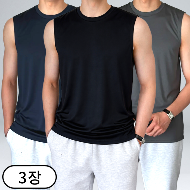 [1+1+1] 남자 쿨 라이트 드라이 기능성 민소매 나시 티셔츠 (6296-3)