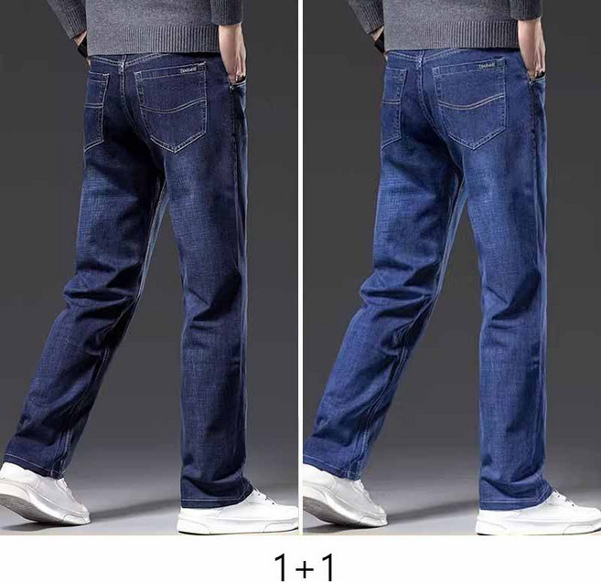 1+1 봄 가을 남자 캐주얼 바지 클래식 스트레이트핏 데님 팬츠 YLP