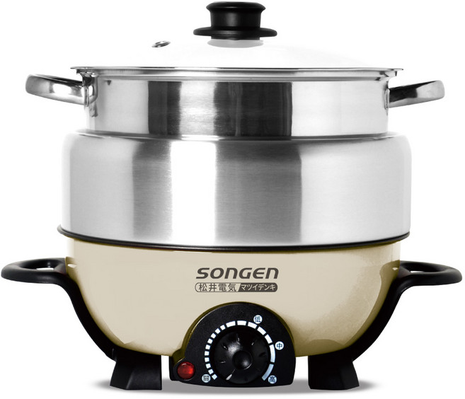 SONGEN 多功能電煮鍋 蒸煮鍋 雙層防燙 不沾塗層, SG-830P