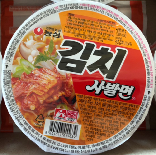 농심 김치사발면 86g, 19개
