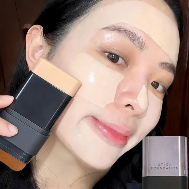 수분감 듀얼 헤드 파운데이션 스틱 스틱 파운데이션 세럼 파운데이션 기미 잡티 강력한 커버 파운데이션 여성 비비크림, 아이보리, 2개