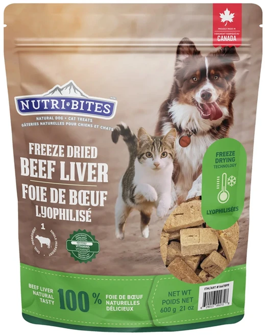 뉴트리바이츠 동결건조 비프리버 반려동물 간식 600g 캐나다 코스트코, 1개 - 쿠팡