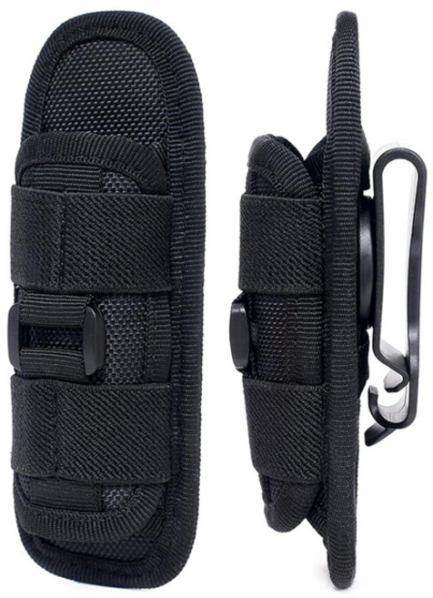 손전등 파우치 버클형 후레쉬 360도 회전 홀더, 1개, 블랙