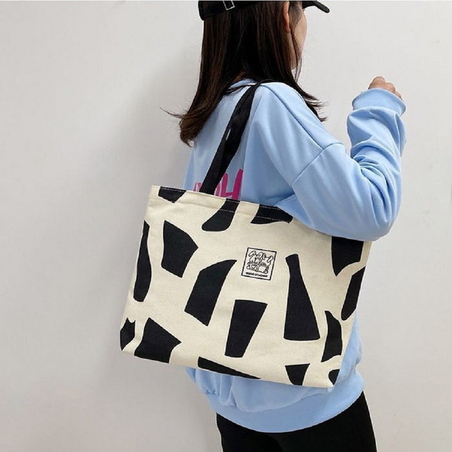지디컴 에코백 도형패턴 캔버스 토트백 데일리백 숄더백 보부상가방